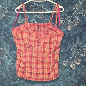MXM Vibrant Pink and Yellow Plaid Camisole